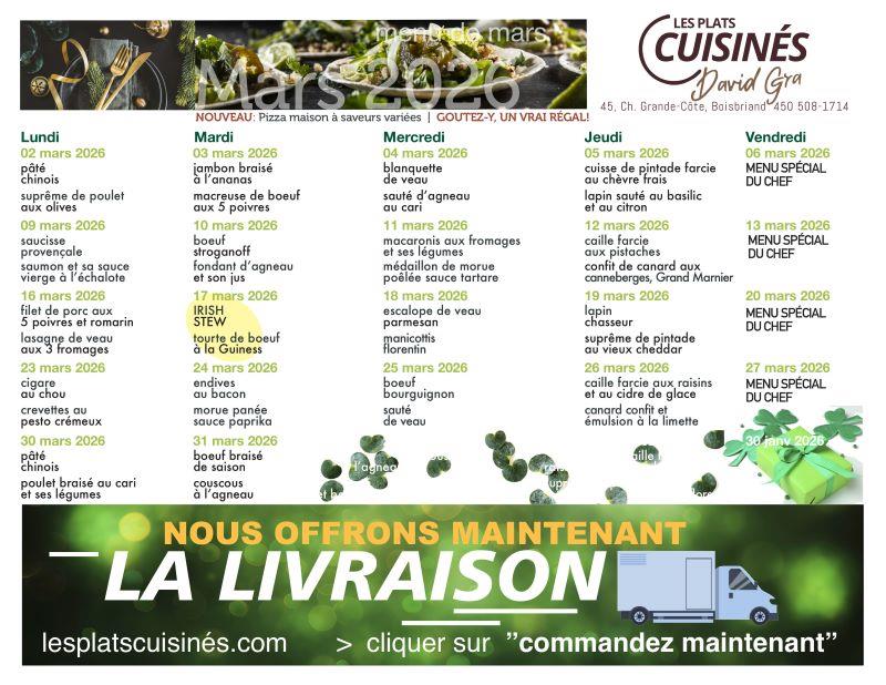 menu du mois de mars